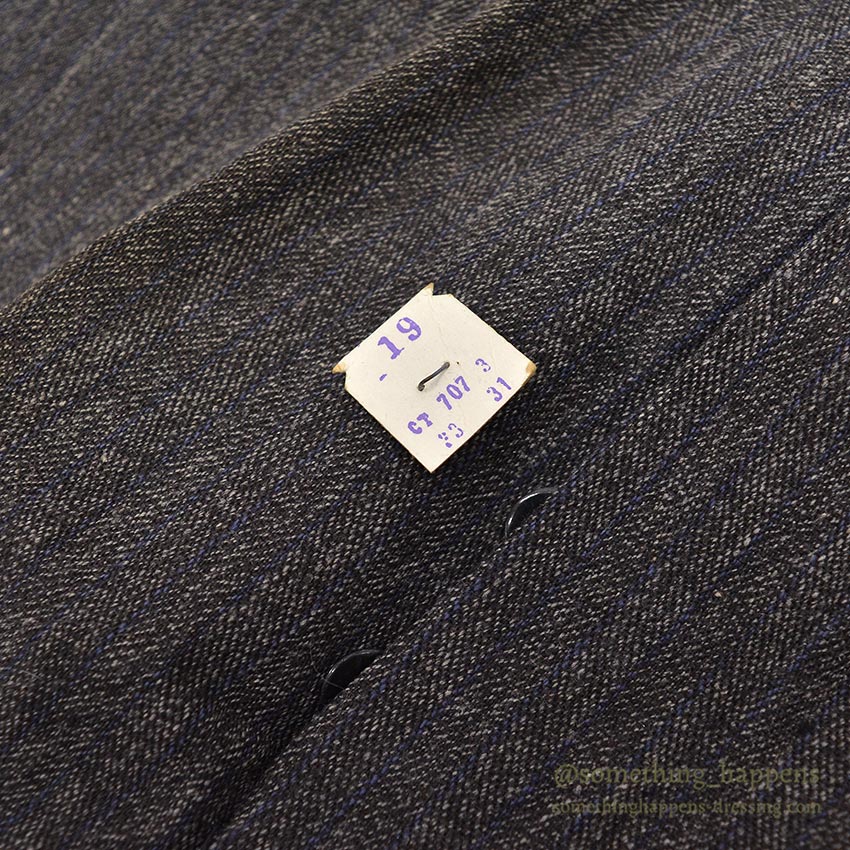 c.1940 DEADSTOCK OLD COTTON STRIPE WORK PANTS / ESSEX TROUSERS ... W33/L31