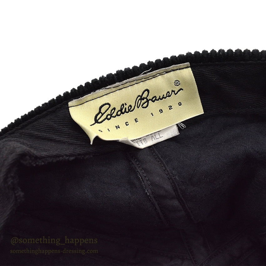 1990's EDDIE BAUER QUILTED CORDUROY CAP / BLACK...