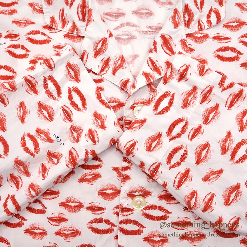 1990's J.CREW KISS PRINT PAJAMA SHIRT / UNUSUAL...L