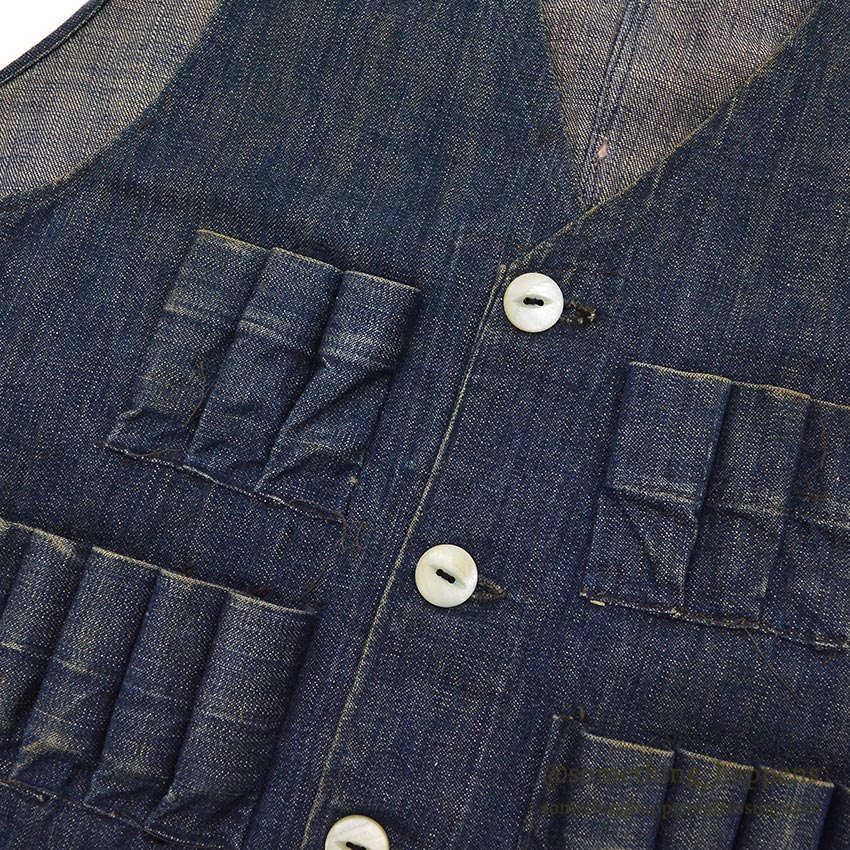 1920's~ DENIM HUNTING VEST / UNUSUAL, EXTREMELY RARE...