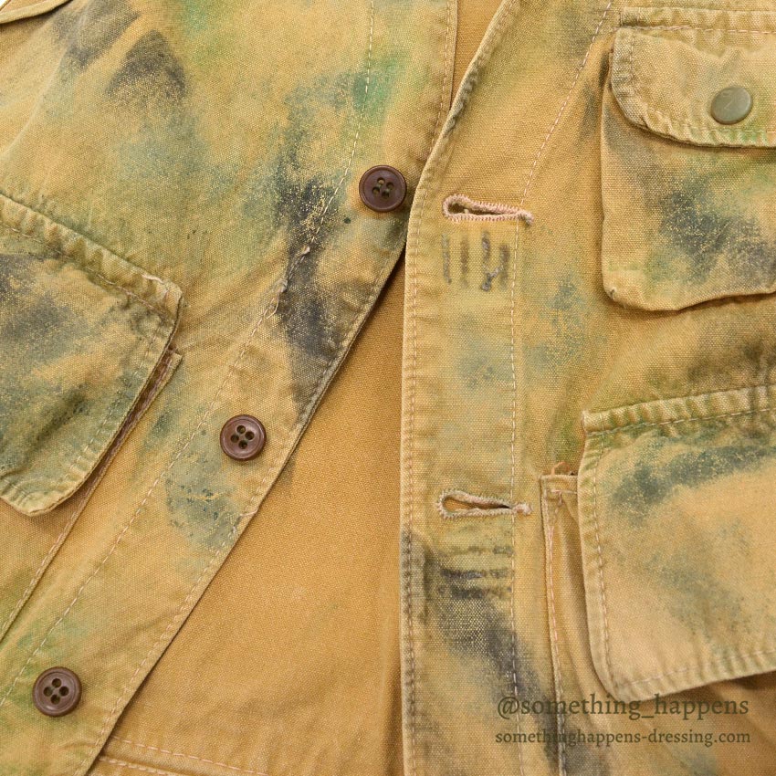 1970's STORM-PRUF HAND PAINT CAMO HUNTING VEST...