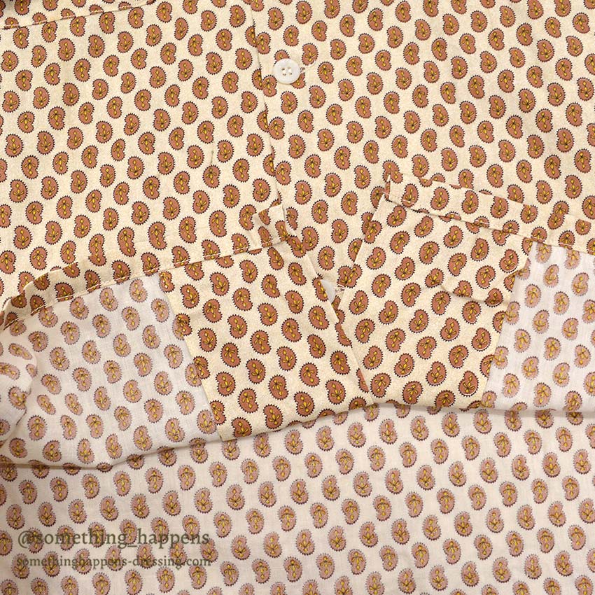 1960's KEY WEST PAISLEY-LIKE PATTERN SHIRT / BROWN ... M