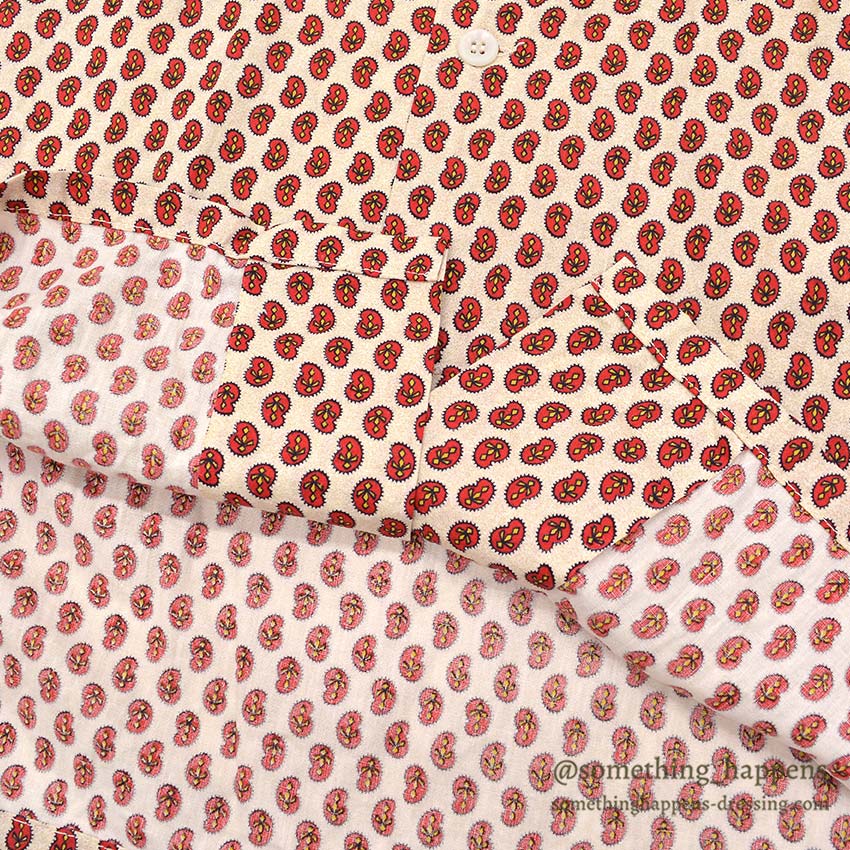 1960's KEY WEST PAISLEY-LIKE PATTERN SHIRT / RED... M