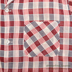 1950's MAYCREST SMALL BLOCK PLAID MESH SHIRT / UNUSUAL WEAVE ... M