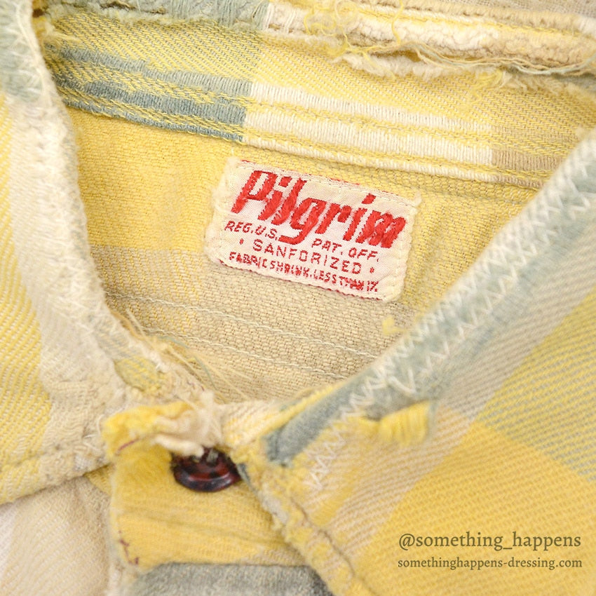 1950's PILGRIM BLOCK PLAID FLANNEL VEST / CUT OFF...