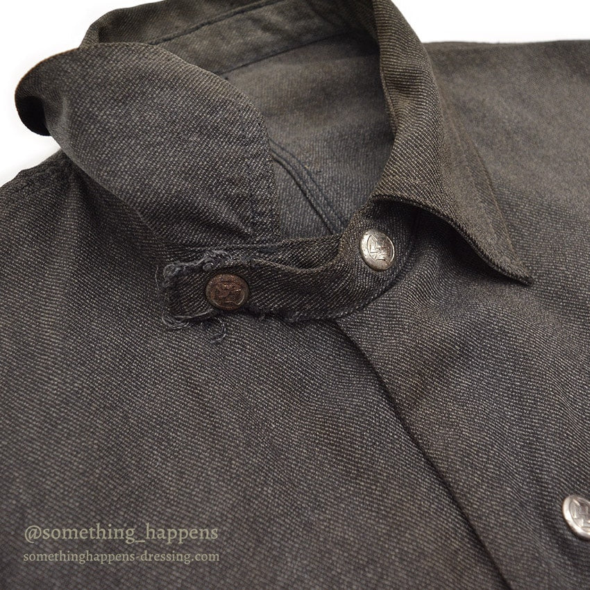 1930's MONTGOMERY WARD SALT AND PEPPER COVERALL / CHIN STRAP & SNAP BUTTON...