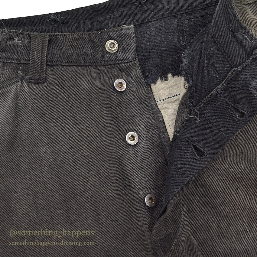 1930's BLACK FRISCO PANTS BACKLE BACK / HEAVY COTTON... W31/L29
