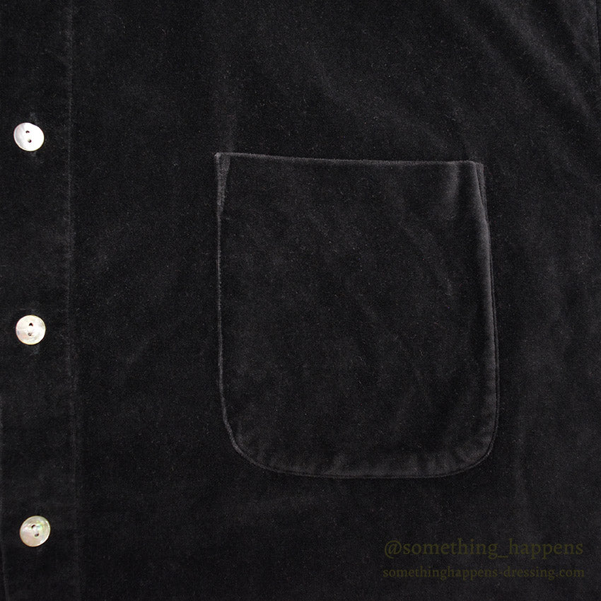 1980's~ BURMA BIBAS BLACK VELOUR SHIRT ... L