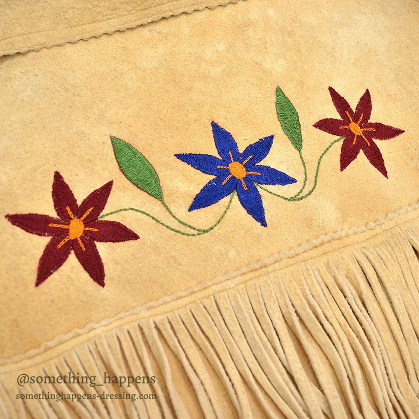 1920's~ NATIVE AMERICAN EMBROIDERY FRINGE ELK LEATHER JACKET / Extremely Rare...