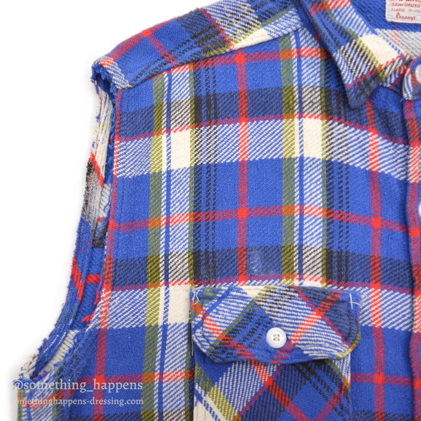 1960's BIG MAC HEAVY FLANNEL VEST / CUT OFF ... XL