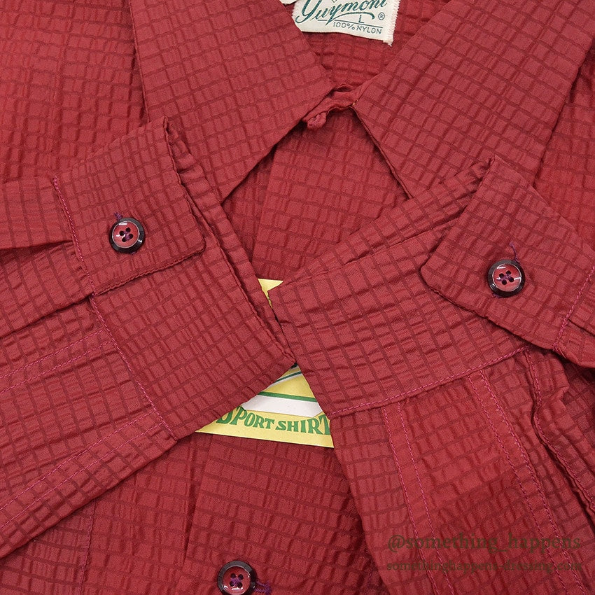 1950's DEADSTOCK GUYMONT DARK RED NYLON SHIRT ... L