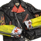 70's CANAL JEAN CO. Two-tone double rider jacket, hand-painted...