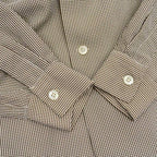 50's SUN FASHIONS sportswear シアサッカー ギンガムチェックシャツ 茶... M