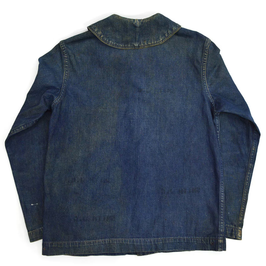 1940s US Navy Shawl Collar Denim Jacket, Dark Navy, Multiple Stencils...