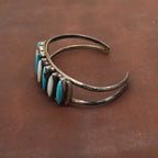 OLD ZUNI Needle Point Turquoise & shell Silver Bangle ...