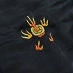~70's China Gown embroidery silk black...