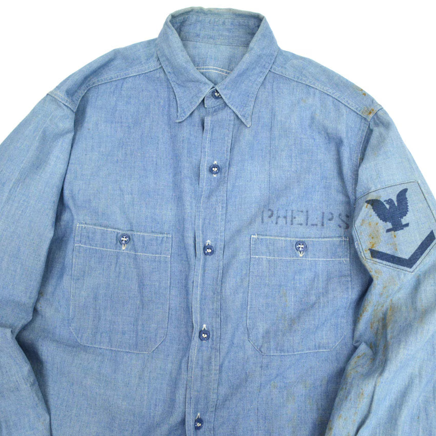1940s US Navy WWII Chambray Shirt...