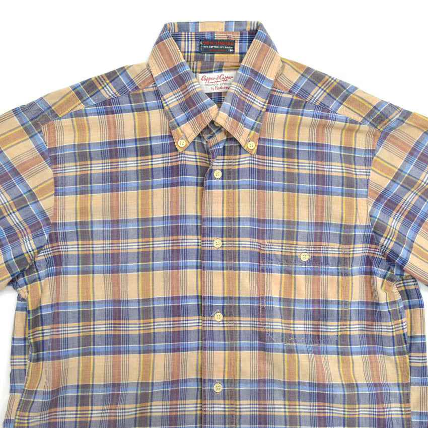 60's Capper & Capper by Hathaway MADRAS Short-Sleeve Shirt ... M
