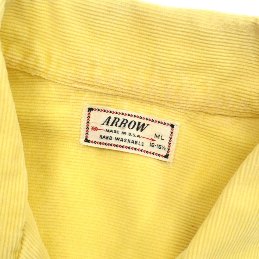 50's Arrow Lemon Yellow Corduroy Box Shirt ... ML