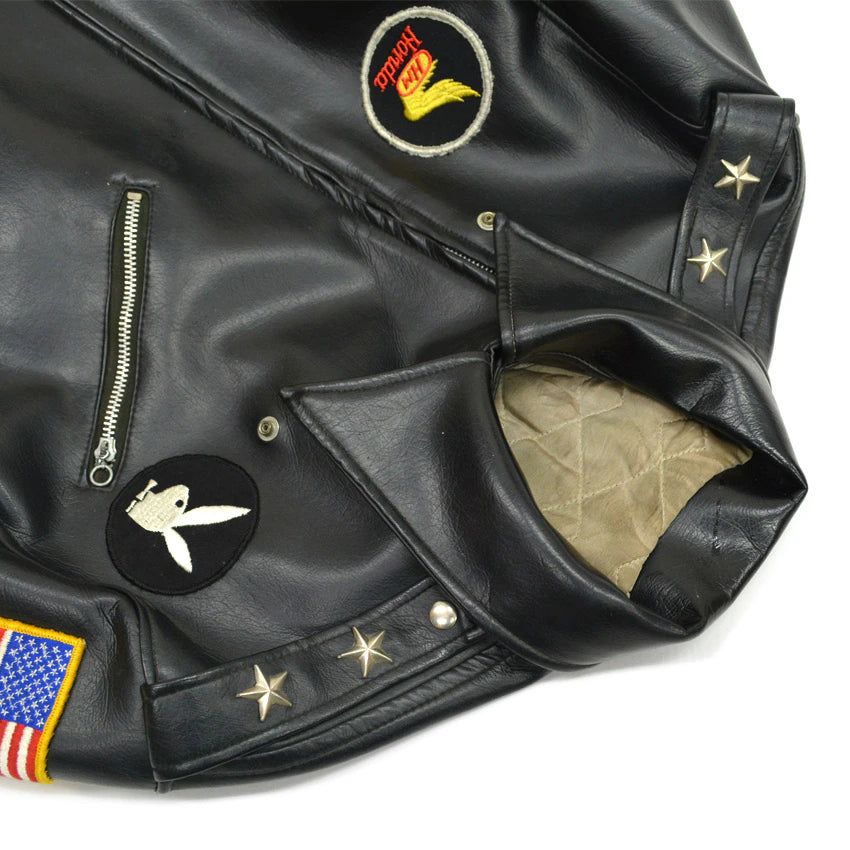 50's Vinyl Leather Two Star Double riders Jacket... 40