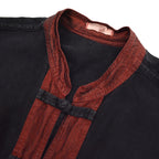 70s-style Kung Fu shirt, black cotton...