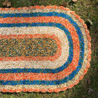Old American Round Braided Rug, Handmade... Long, 159cm x 54cm