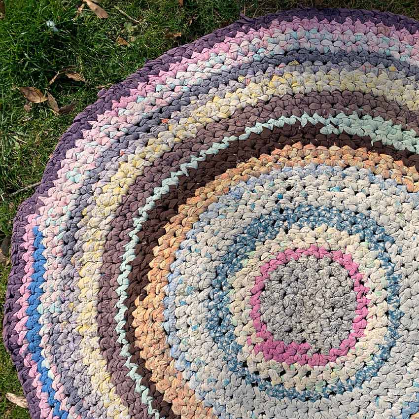 Old American Circle Braided Rug Handmade ... 大 118cm