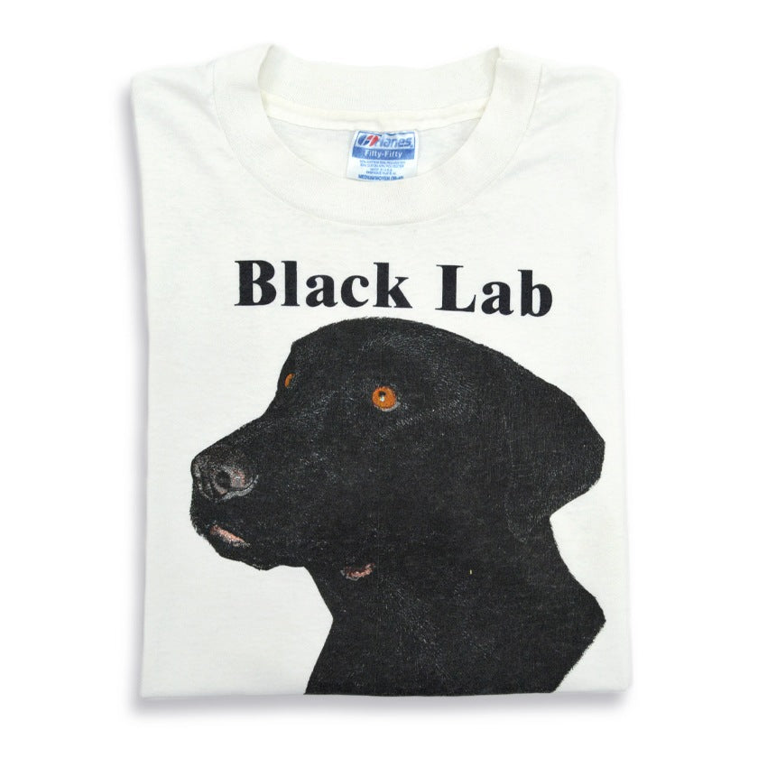 80s Hanes 'Black Lab' Labrador Retriever Dog Print T-Shirt... M