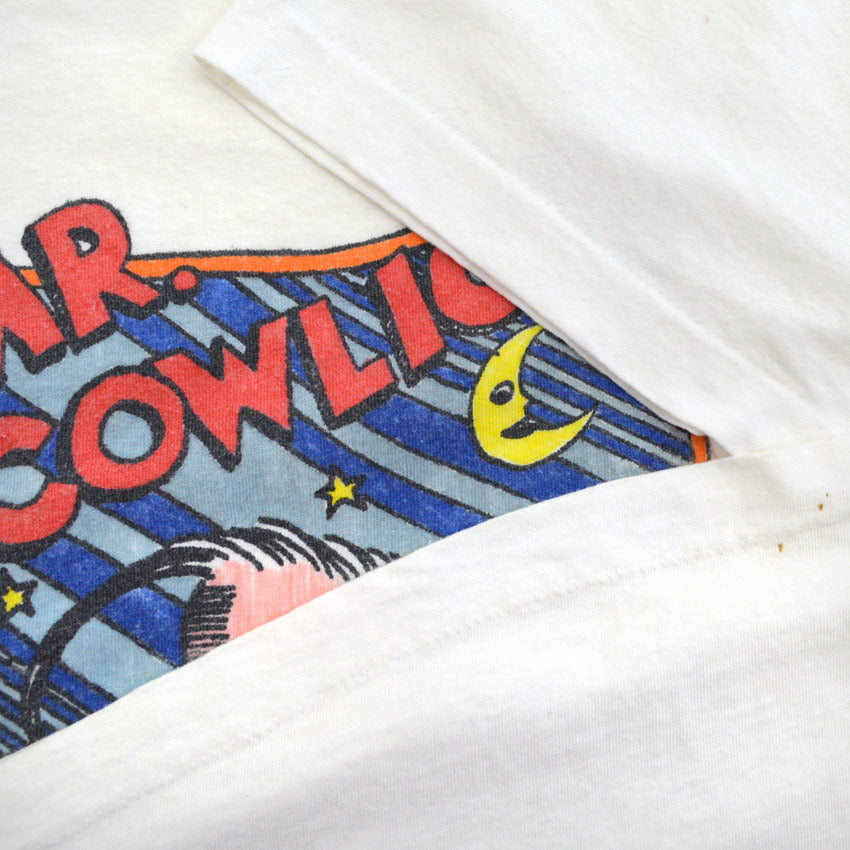 80's MR.COWLICK 'Standing Hair' Discharge Print T-Shirt...
