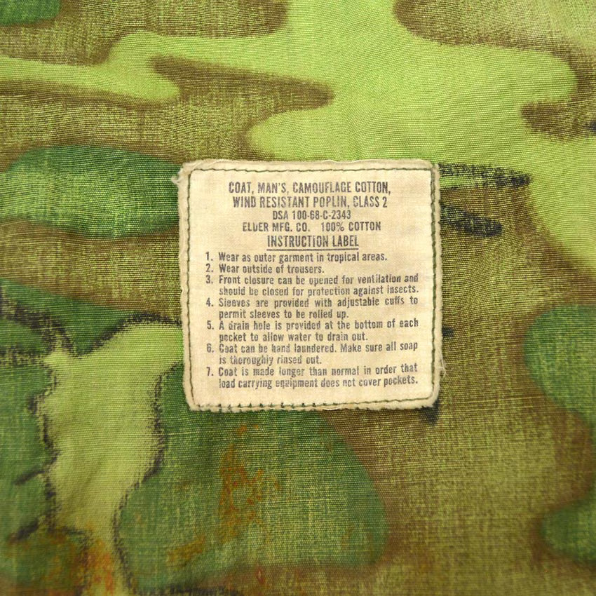 60's US ARMY ERDL Early Non-Ripstop Jungle Fatigue Jacket ... LR