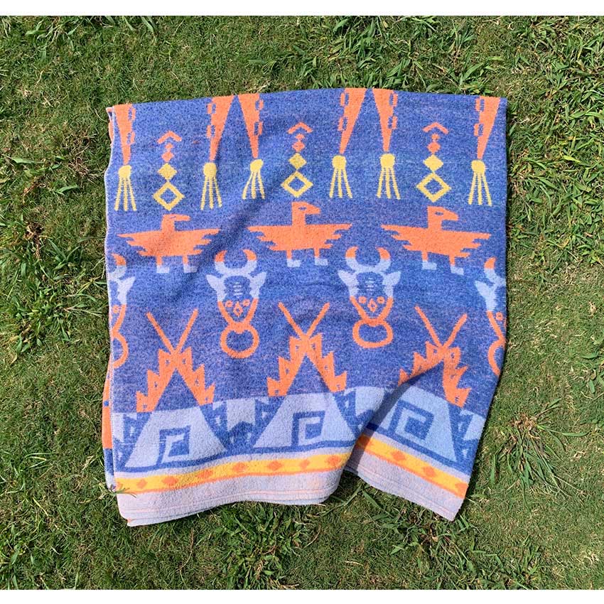 Circa 1950's Old Southwest Cotton Camp Blanket Thunderbird... 150cm×148cm