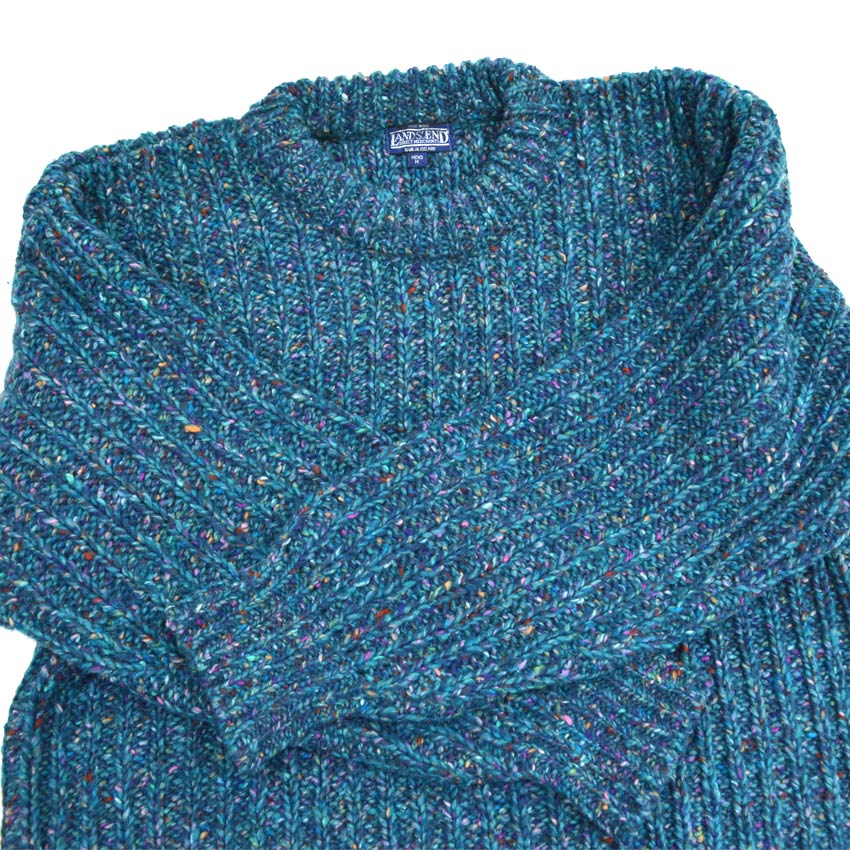 80s LAND'S END Irish-made marble-colored hand-knitted sweater...