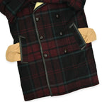 1950's~ Lakeland PLAID CHECK WOOL COAT WITH LEATHER TRIM... 38