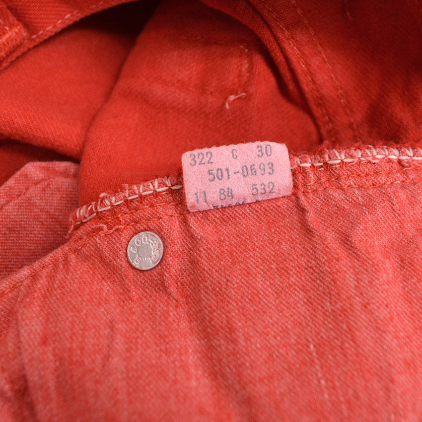 1980's Deadstock Levi's 501 Red dyed Denim pants... W32 L32