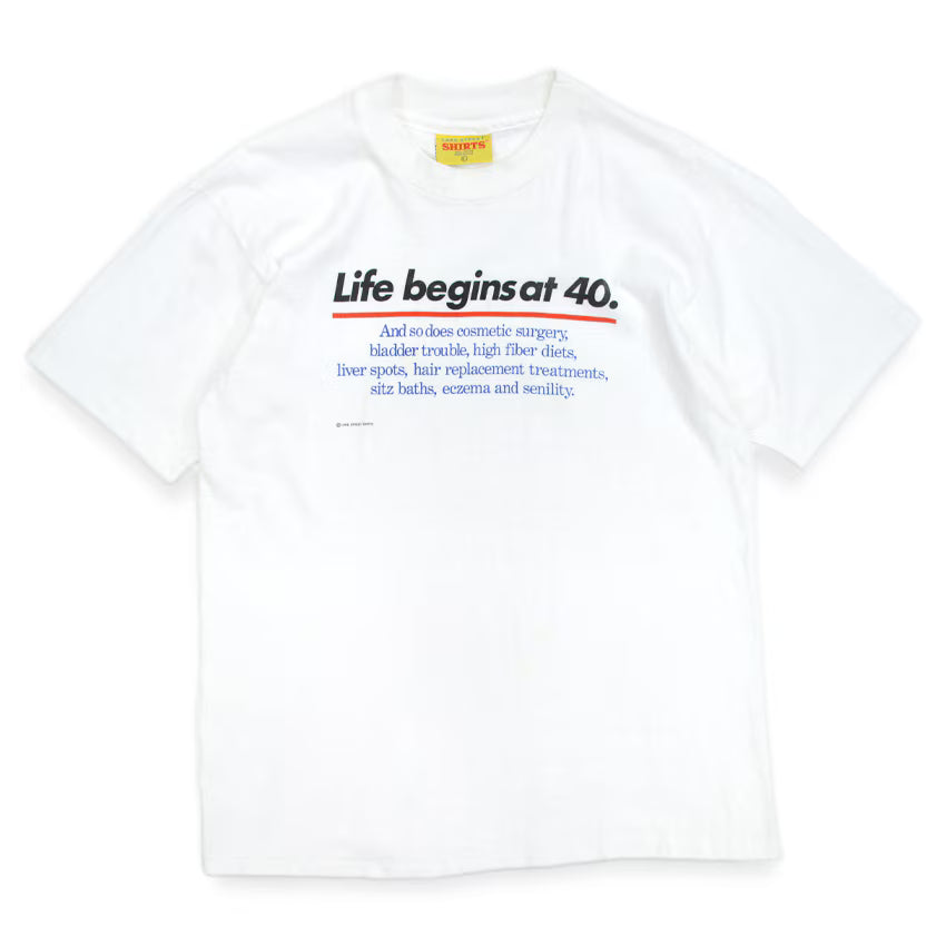 1990's LAKE STREET SHIRTS "Life Begins at 40" T-shirt ... L