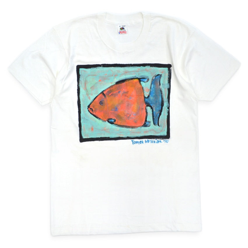 1990's Deadstock FRUIT OF THE LOOM Tomek Wozniak Folk Art T-shirt ... L
