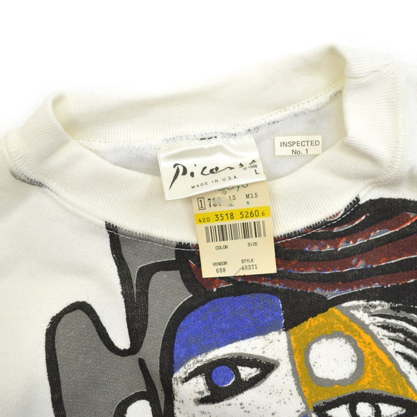 1980s Deadstock Picasso "Woman Sitting in Front of a Window" All Over Print Sweatshirt... L