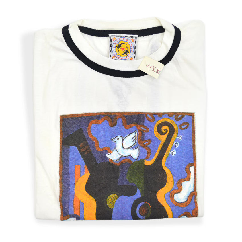 1980's~ Deadstock CHRISTPHER NEW Folk Art T-shirt ... XL