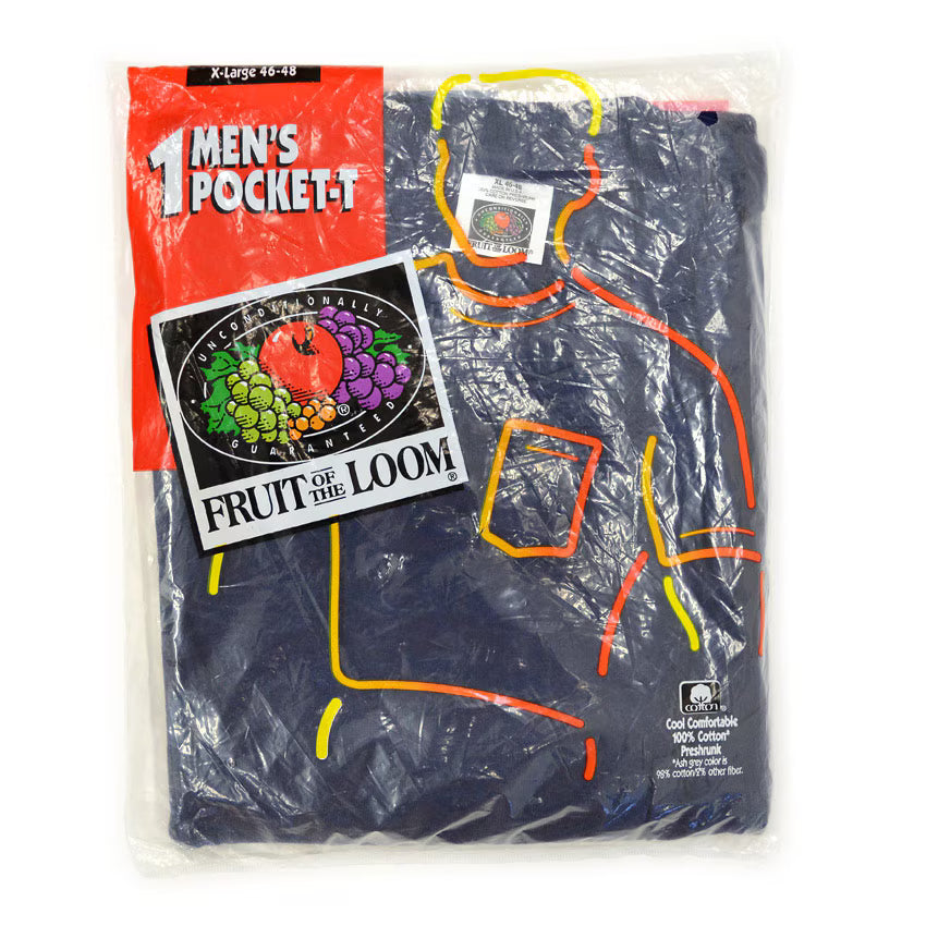1990's DEADSTOCK FRUIT OF THE LOOM POCKET-T NAVY... XL