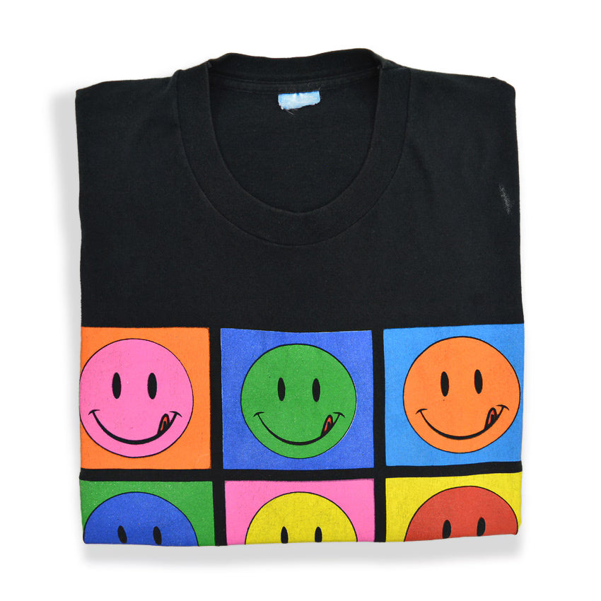 1990's SMILEY FACE Andy Warhol PRINT T-SHIRT ... L
