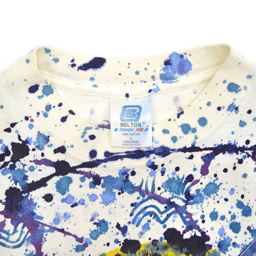 1990's BELTON Abstract Art Painting T-shirt... L