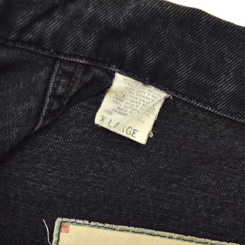 1980s Lee RIDER BLACK DENIM BIG SIZE with oversized patch... XL