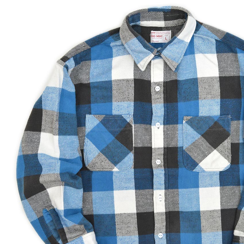1970's~ BIGMAC BLOCK PLAID FLANNEL SHIRT... LARGE