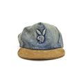 1980's PLAYBOY CHEMICAL WASH DENIM & LEATHER CAP ... FITS ALL