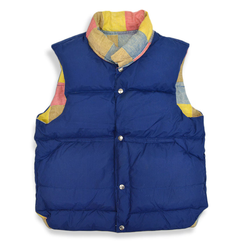 〜1980's PRINT PATCHWORK REVERSIBLE GOOSE DOWN VEST ...