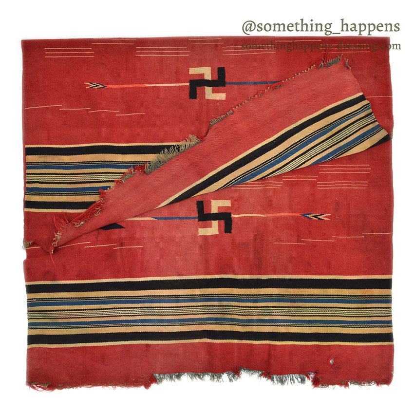 c.1920's CHIMAYO RUG WITH SWASTIKA AND RED BACKGROUND ... 172cm×111cm