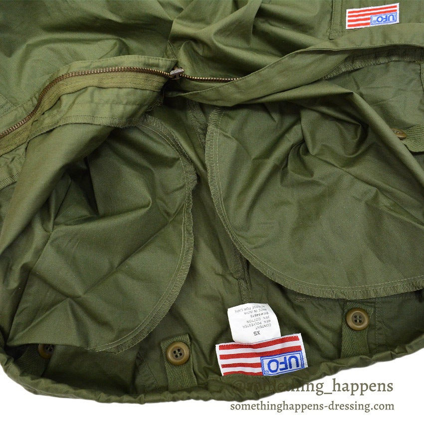 1990's~ DEADSTOCK UFO REFLECTIVE WEAR WIDE PANTS OLIVE...XS