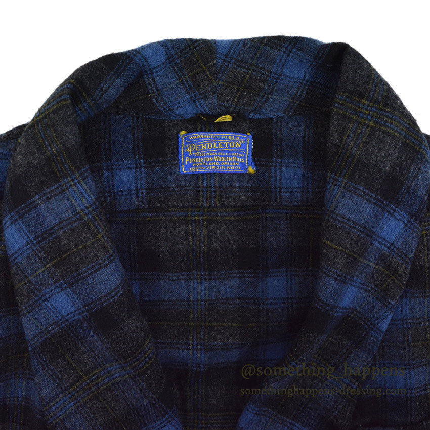 1950's PENDLETON OMBRE PLAID WOOL ROBE ... L