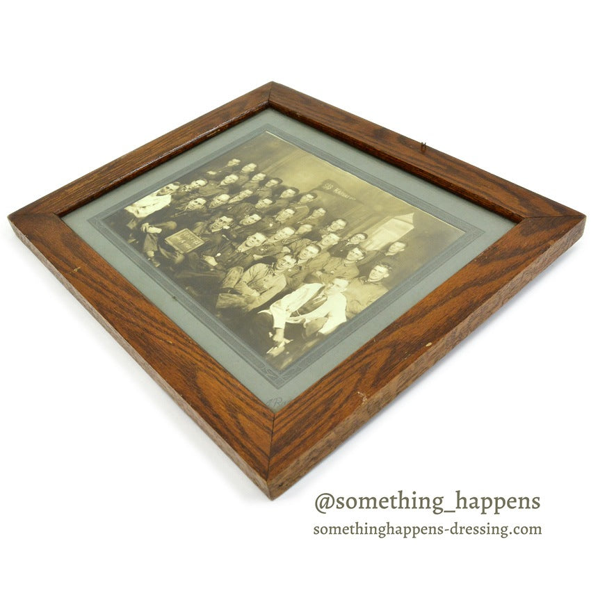 OLD WORKERS PHOTOGRAPH 1925. WOOD FRAMED ... 36cm×30cm