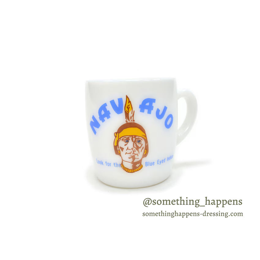 OLD NAVAJO FACE ADVERTISING MILK GLASS MUG ... MINT